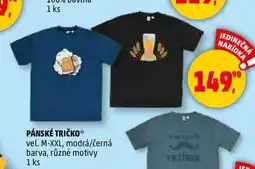 Penny Market PÁNSKÉ TRIČKO vel. M-XXL, modrá/černá barva, různé motivy, 1 ks nabídka