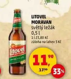 Penny Market LITOVEL MORAVAN světlý ležák, 0,5 l nabídka