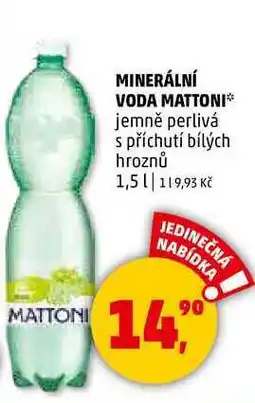 Penny Market MATTONI jemně perlivá s příchutí bílých hroznů, 1,5 l nabídka