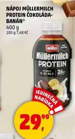 Penny Market NÁPOJ MÜLLERMILCH PROTEIN ČOKOLÁDA- BANÁN, 400 g nabídka