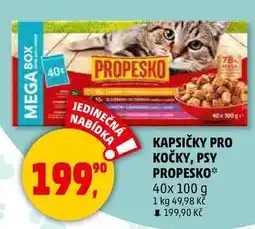 Penny Market KAPSIČKY PRO KOČKY, PSY PROPESKO, 40x 100 g nabídka