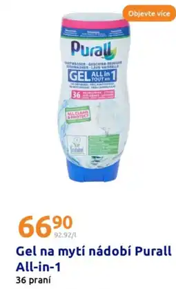 Action Gel na mytí nádobí purall all-in-1 nabídka