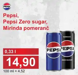 PLUS JIP Pepsi, Pepsi Zero sugar, Mirinda pomeranč nabídka