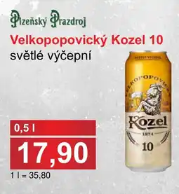 PLUS JIP Velkopopovický Kozel 10 světlé výčepní nabídka