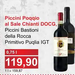 PLUS JIP Piccini Poqqio al Sale Chianti DOCG, Piccini Bastioni della Rocca Primitivo Puqlia IGT nabídka