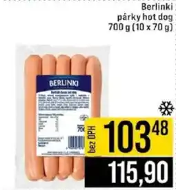 Jip Berlinki párky hot dog nabídka