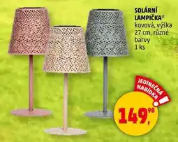 Penny Market SOLÁRNÍ LAMPIČKA kovová, výška 27 cm, různé barvy, 1 ks nabídka