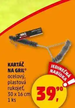 Penny Market KARTÁČ NA GRIL ocelový, plastová rukojeť, 30 x 16 cm, 1 ks nabídka