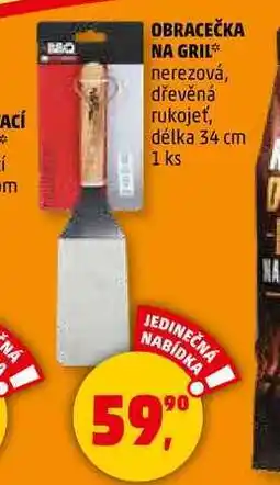 Penny Market OBRACEČKA NA GRIL nerezová, dřevěná rukojeť, délka 34 cm, 1 ks nabídka