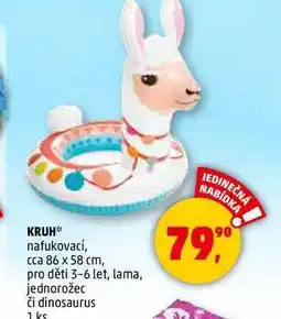 Penny Market KRUH nafukovací, cca 86 x 58 cm, pro děti 3-6 let, lama, jednorožec či dinosaurus, 1 ks nabídka
