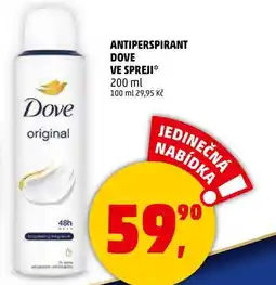Penny Market ANTIPERSPIRANT DOVE VE SPREJI, 200 ml nabídka