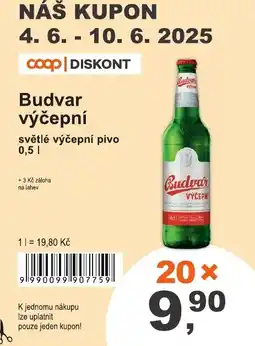 COOP DISKONT Budvar výčepní světlé výčepní pivo nabídka