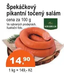 COOP DISKONT Špekáčkový pikantní točený salám nabídka