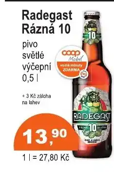COOP DISKONT Radegast Rázná 10 pivo světlé výčepní nabídka