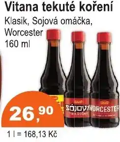 COOP DISKONT Vitana tekuté koření Klasik, Sojová omáčka, Worcester nabídka