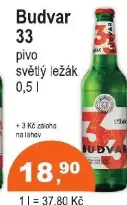 COOP DISKONT Budvar 33 pivo světlý ležák nabídka