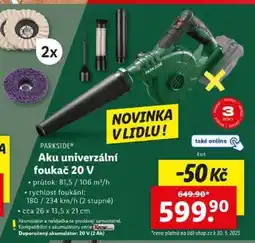 Lidl PARKSIDE Aku univerzální foukač 20 V nabídka