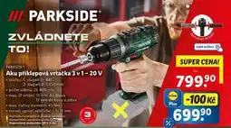 Lidl PARKSIDE Aku příklepová vrtačka 3 v 1 – 20 V nabídka
