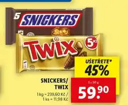 Lidl Snickers, Twix nabídka