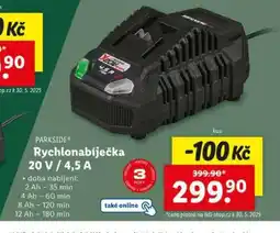 Lidl PARKSIDE RYCHLONABÍJEČKA 20 V ( 4,5 A nabídka