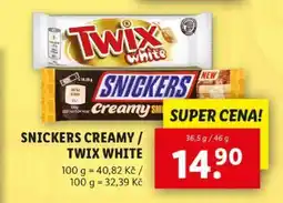 Lidl SNICKERS CREAMY / TWIX WHITE nabídka