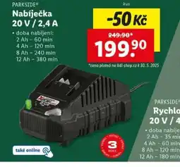 Lidl PARKSIDE Nabíječka 20 V / 2,4 A nabídka