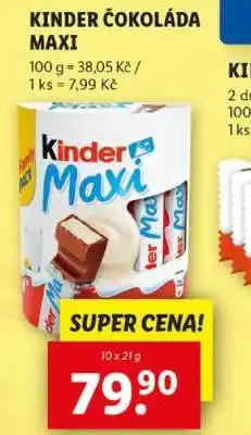 Lidl Kinder čokoláda Maxi nabídka
