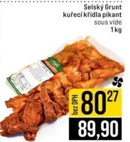 Jip Selský Grunt kuřecí křídla pikant sous vide nabídka
