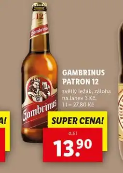 Lidl Pivo gambrinus patron 12 nabídka
