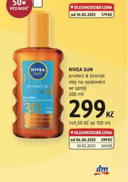 dm drogerie Nivea sun olej na opalování nabídka