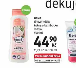 dm drogerie Balea tělové mléko nabídka
