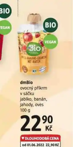dm drogerie Dmbio ovocný příkrm v sáčku nabídka