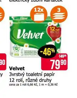 Teta Velvet toaletní papír nabídka