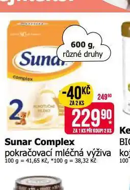 Teta Sunar complex pokračovací mléčná výživa nabídka