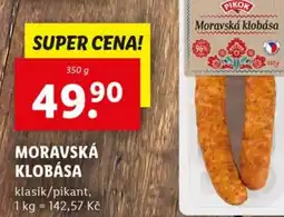 Lidl PIKOK Moravská klobása nabídka