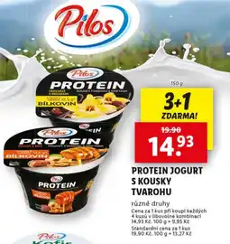 Lidl PILOS Protein jogurt s kousky tvarohu nabídka