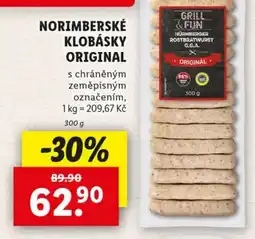 Lidl GRILL &FUN Norimberské klobásky original nabídka
