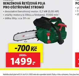 Lidl Benzínová řetězová pila pro ošetření stromů nabídka