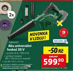Lidl PARKSIDE Aku univerzální foukač 20 V nabídka