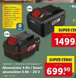 Lidl PARKSIDE / PARKSIDE PERFORMANCE® Akumulátor 4 Ah / Smart akumulátor 8 Ah - 20 V nabídka