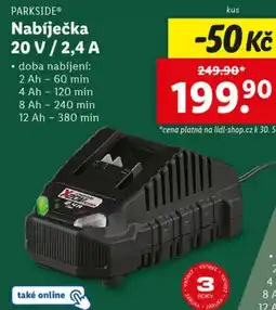Lidl PARKSIDE Nabíječka 20 V / 2,4 A nabídka