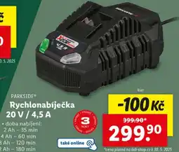 Lidl PARKSIDE Rychlonabíječka 20 V/ 4.5 A nabídka