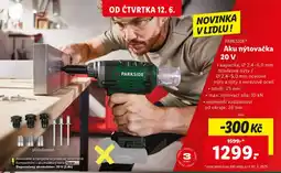 Lidl PARKSIDE Aku nýtovačka 20 V nabídka