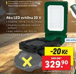 Lidl PARKSIDE Aku LED svítilna 20 V nabídka