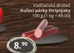 Potraviny CZ Vodňanská drůbež Kuřecí párky Striptýzky nabídka