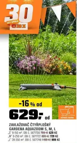 OBI Zavlažovač čtyřplošný gardena aquazoom nabídka