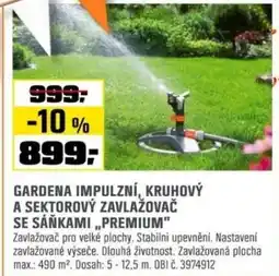 OBI Gardena impulzní, kruhový a sektorový zavlažovač se sáňkami „premium" nabídka