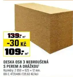 OBI Deska osb 3 nebroušená s perem a drážkou nabídka