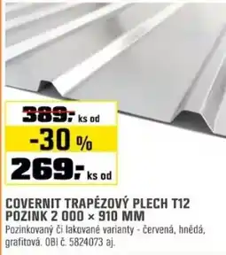 OBI Covernit trapézový plech t12 pozink 2 000 × 910 mm nabídka
