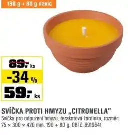 OBI Svíčka proti hmyzu „citronella" nabídka